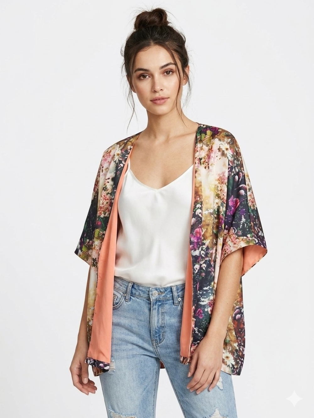 Floral Peach Short-Sleeve Top